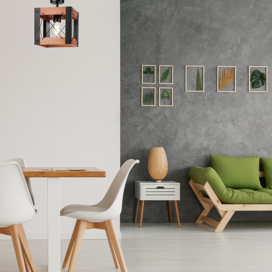 Stropní svítidlo FRIDA 1xE27/60W/230V černá/hnědá buk
