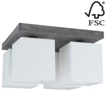 Stropní svítidlo GREAT 4xE27/25W/230V beton – FSC certifikováno