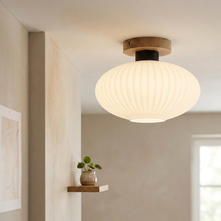 Stropní svítidlo HARMA WOOD 1xE27/15W/230V dub/bílá pr. 25 cm