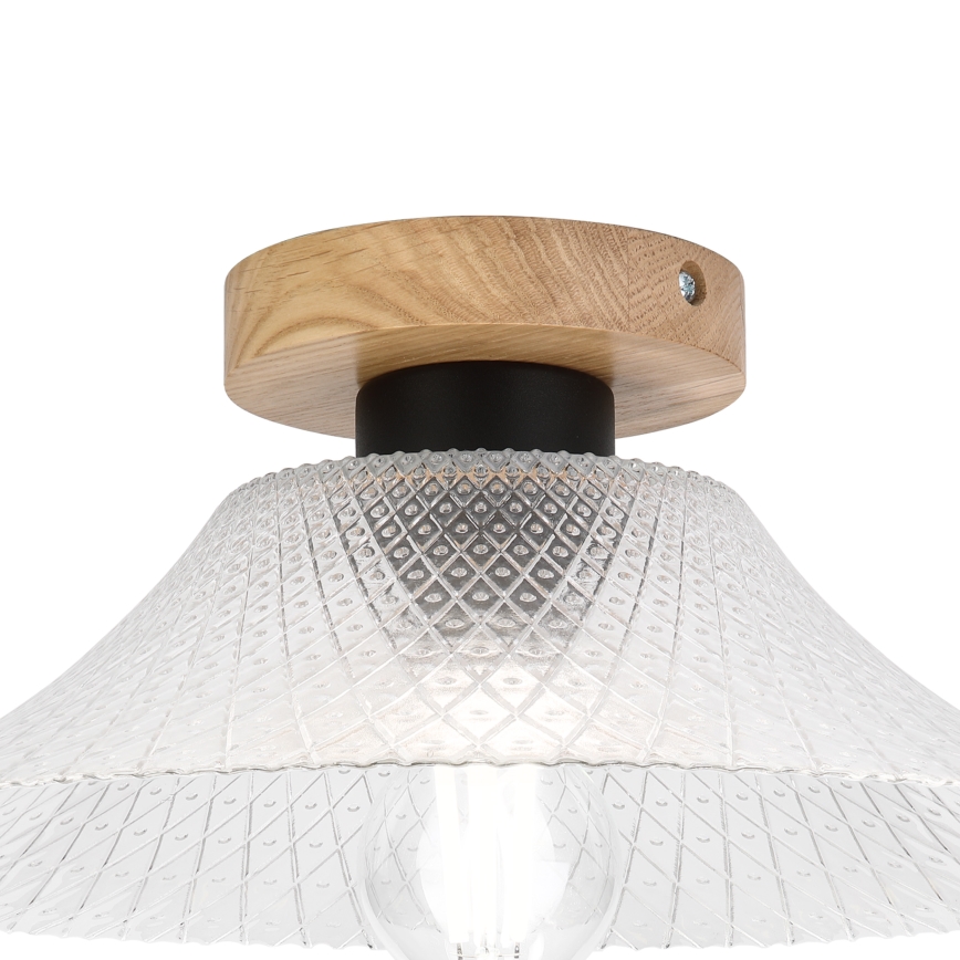 Stropní svítidlo JULL WOOD 1xE27/15W/230V dub/čirá pr. 34 cm