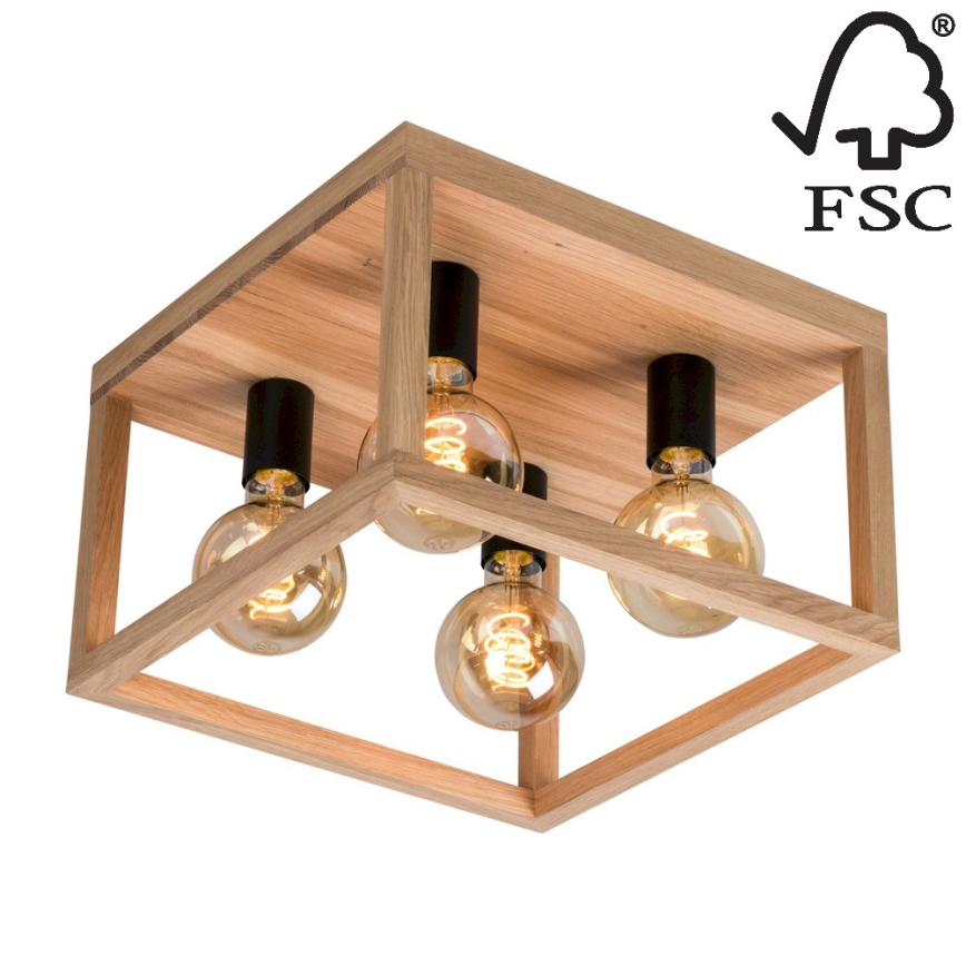 Stropní svítidlo KAGO 4xE27/60W/230V matný dub – FSC certifikováno