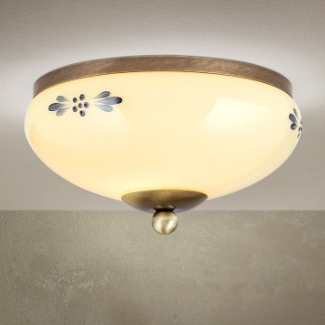 Stropní svítidlo LANDHAUS 1xE27/60W/230V pr. 21 cm bronz/béžová/modrá