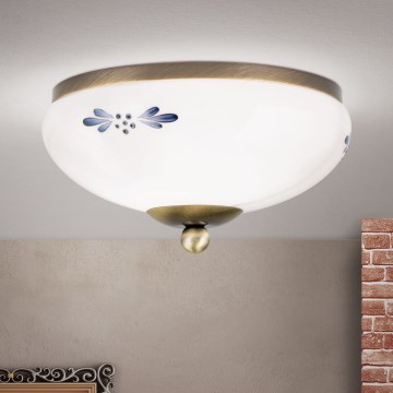 Stropní svítidlo LANDHAUS 1xE27/60W/230V pr. 21 cm bronz/bílá