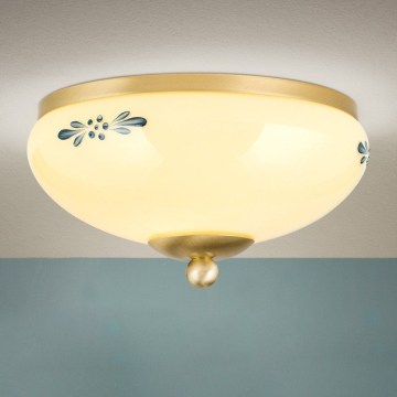 Stropní svítidlo LANDHAUS 1xE27/60W/230V pr. 21 cm mosaz/béžová/modrá