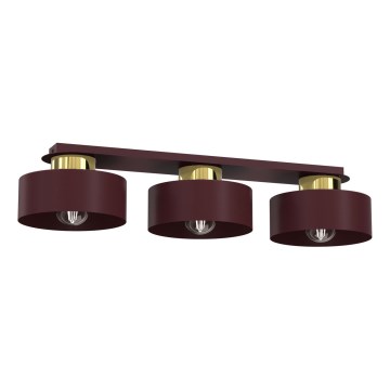 Stropní svítidlo MARTI 3xE27/15W/230V 68x20,5 cm burgundy/zlatá