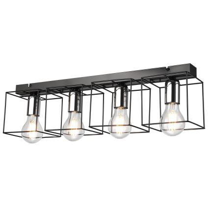 Stropní svítidlo MIKA 4xE27/60W/230V 61 cm černá/lesklý chrom