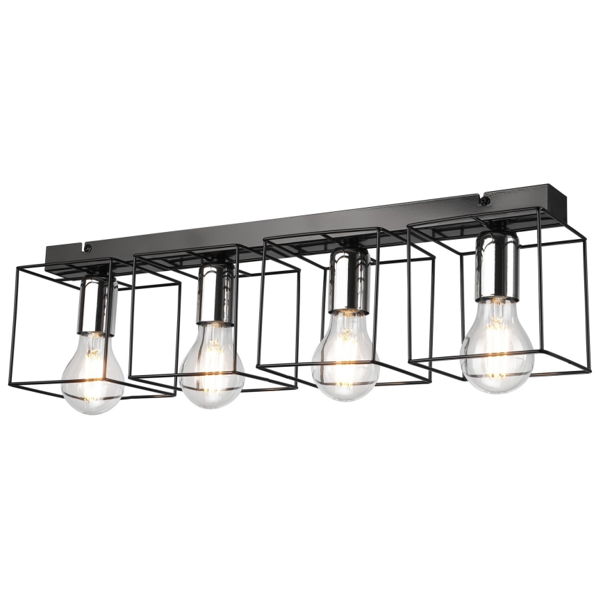 Stropní svítidlo MIKA 4xE27/60W/230V 61 cm černá/lesklý chrom