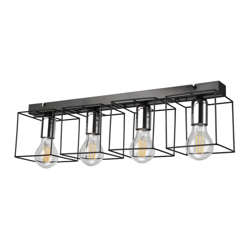 Stropní svítidlo MIKA 4xE27/60W/230V 61 cm černá/lesklý chrom
