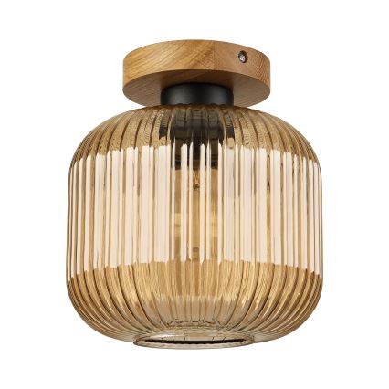 Stropní svítidlo MILOU WOOD 1xE27/15W/230V dub/kouřová béžová pr. 20 cm
