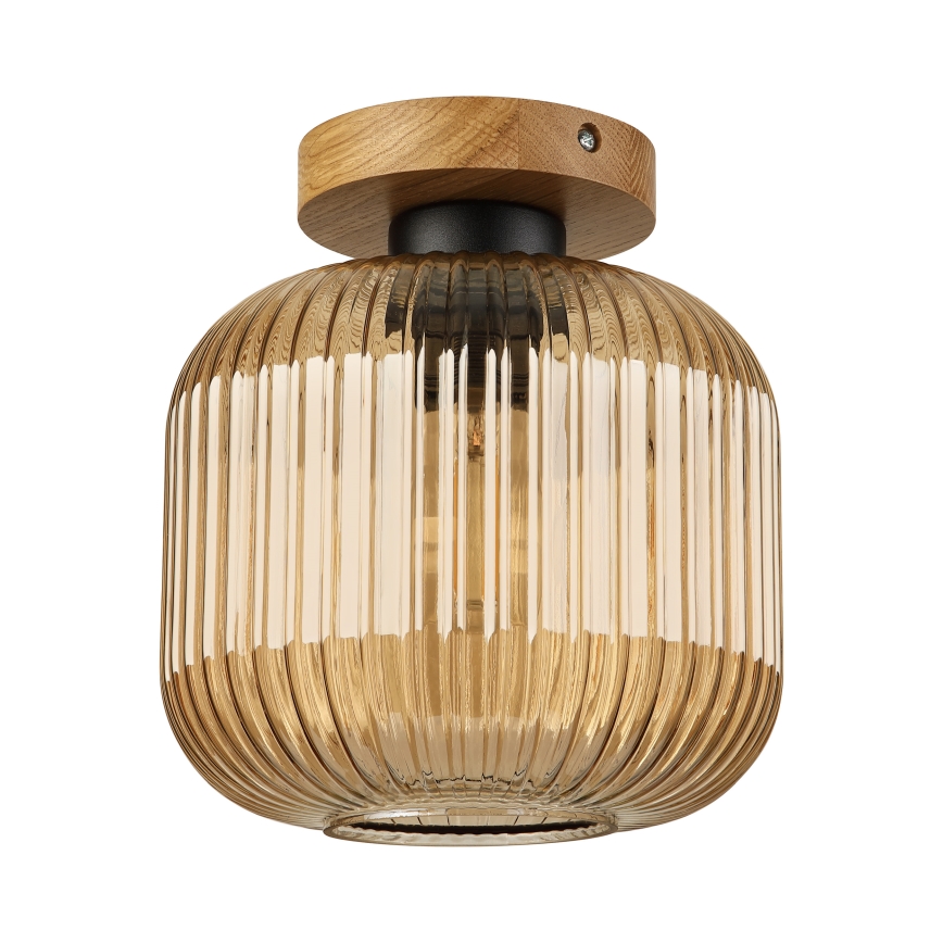 Stropní svítidlo MILOU WOOD 1xE27/15W/230V dub/kouřová béžová pr. 20 cm