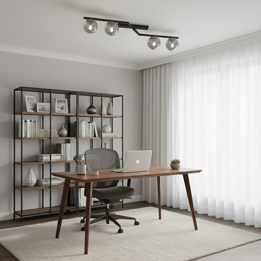 Stropní svítidlo NATON 4xE14/10W/230V černá/kouřová