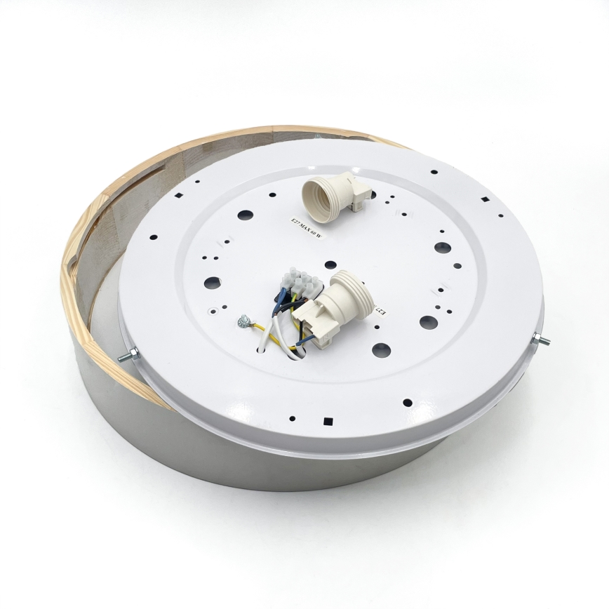 Stropní svítidlo NATURAL 3xE27/15W/230V pr. 37,5 cm borovice/bílá