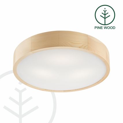 Stropní svítidlo NATURAL 3xE27/60W/230V pr. 47,5 cm borovice