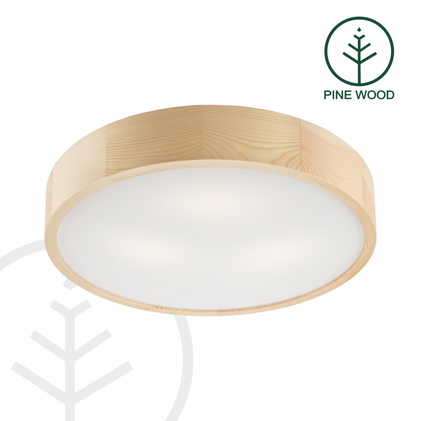 Stropní svítidlo NATURAL 3xE27/60W/230V pr. 47,5 cm borovice