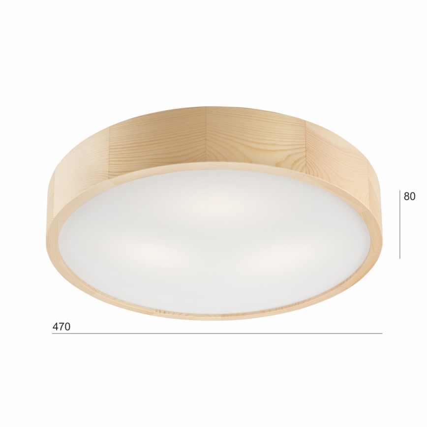 Stropní svítidlo NATURAL 3xE27/60W/230V pr. 47,5 cm borovice