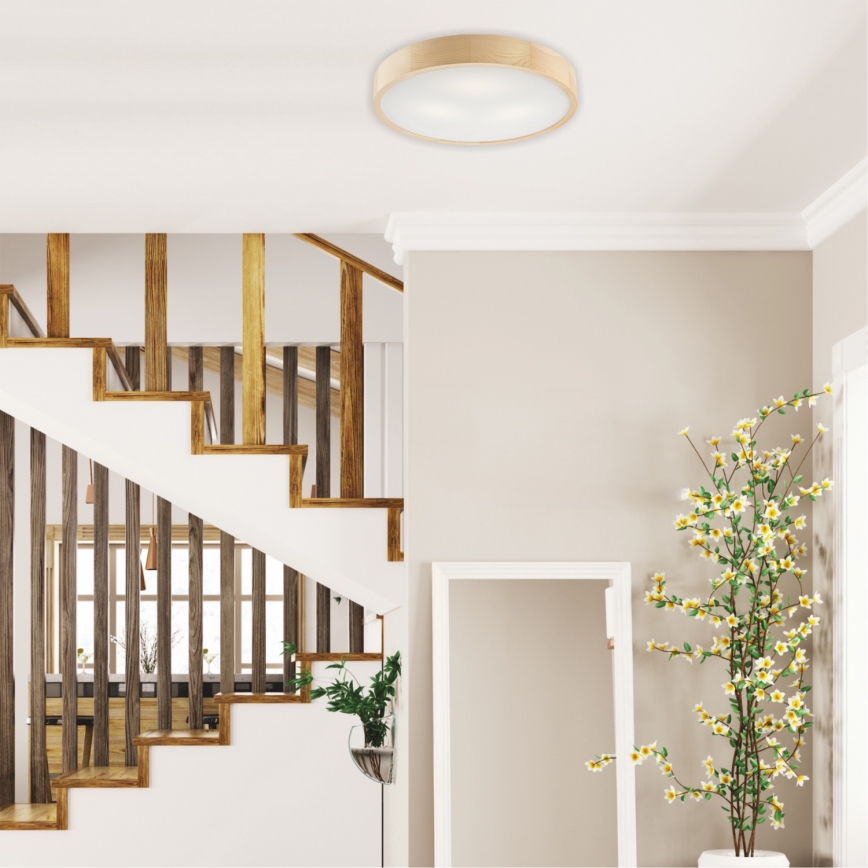 Stropní svítidlo NATURAL 3xE27/60W/230V pr. 47 cm borovice