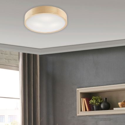 Stropní svítidlo NATURAL 3xE27/60W/230V ø 47 cm borovice