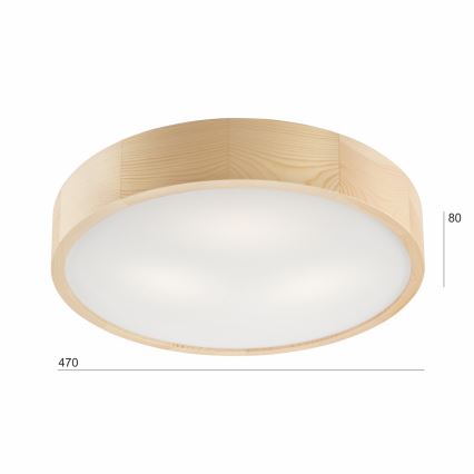 Stropní svítidlo NATURAL 3xE27/60W/230V ø 47 cm borovice