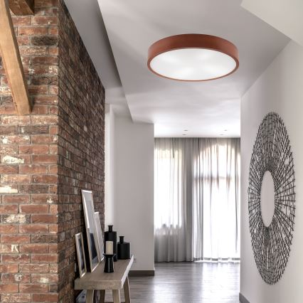 Stropní svítidlo NATURAL 4xE27/60W/230V ø 57,5 cm borovice/hnědá
