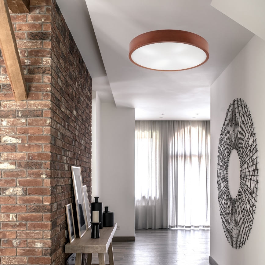 Stropní svítidlo NATURAL 4xE27/60W/230V ø 57,5 cm borovice/hnědá