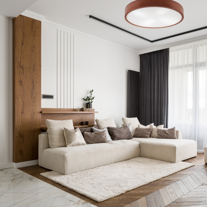 Stropní svítidlo NATURAL 4xE27/60W/230V ø 57,5 cm borovice/hnědá