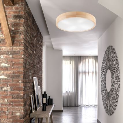 Stropní svítidlo NATURAL 4xE27/60W/230V ø 57,5 cm borovice