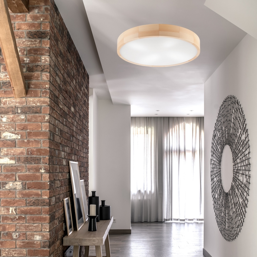 Stropní svítidlo NATURAL 4xE27/60W/230V ø 57,5 cm borovice