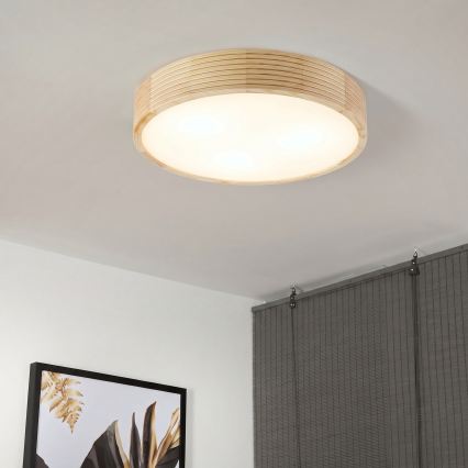 Stropní svítidlo NATURAL MODERN 3xE27/15W/230V pr. 47,5 cm borovice