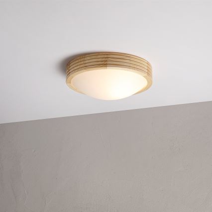 Stropní svítidlo NATURAL MODERN SLIM 1xE27/15W/230V pr. 27,5 cm borovice