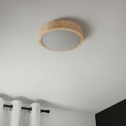 Stropní svítidlo NATURAL MODERN SLIM 1xE27/15W/230V pr. 27,5 cm borovice