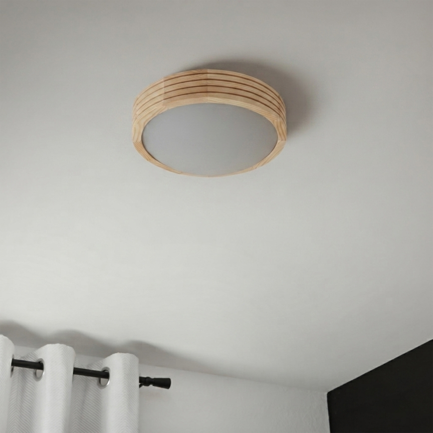 Stropní svítidlo NATURAL MODERN SLIM 1xE27/15W/230V pr. 27,5 cm borovice