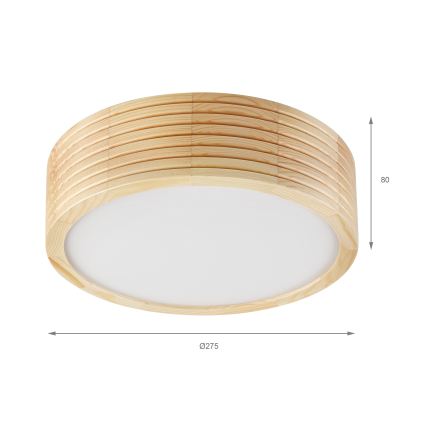 Stropní svítidlo NATURAL MODERN SLIM 1xE27/15W/230V pr. 27,5 cm borovice
