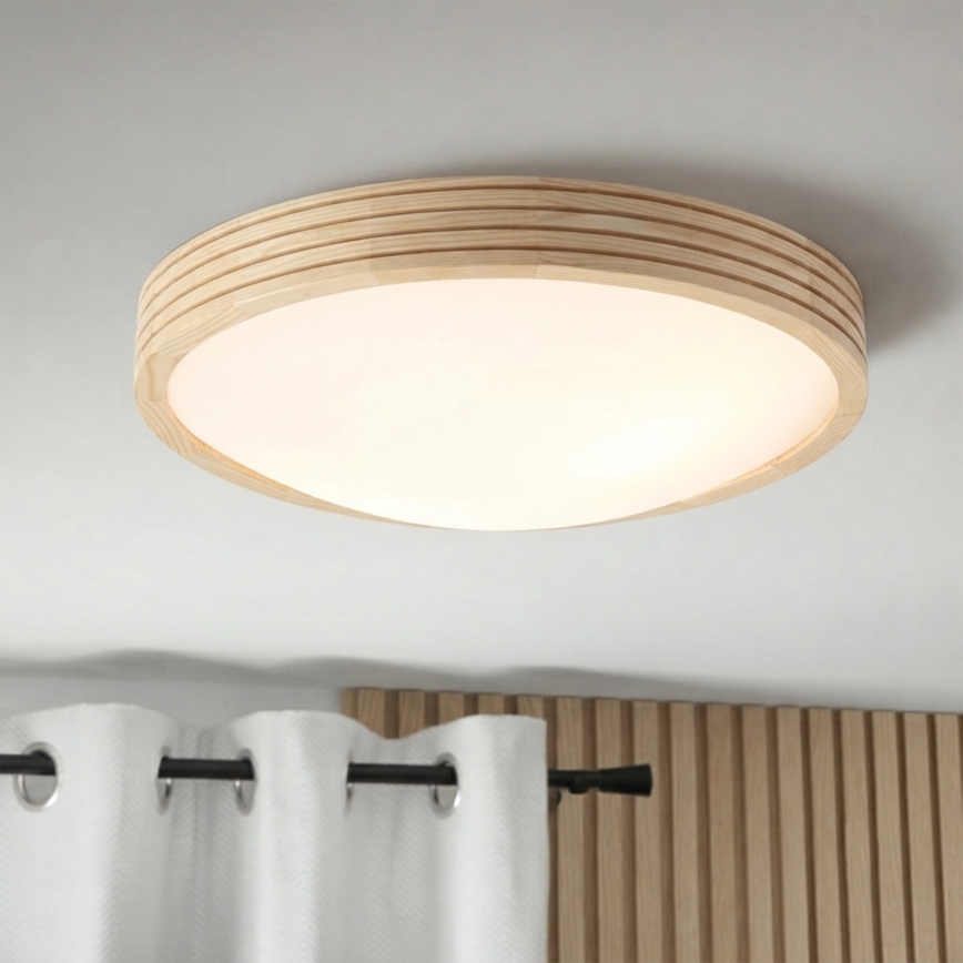 Stropní svítidlo NATURAL MODERN SLIM 2xE27/15W/230V pr. 37,5 cm borovice