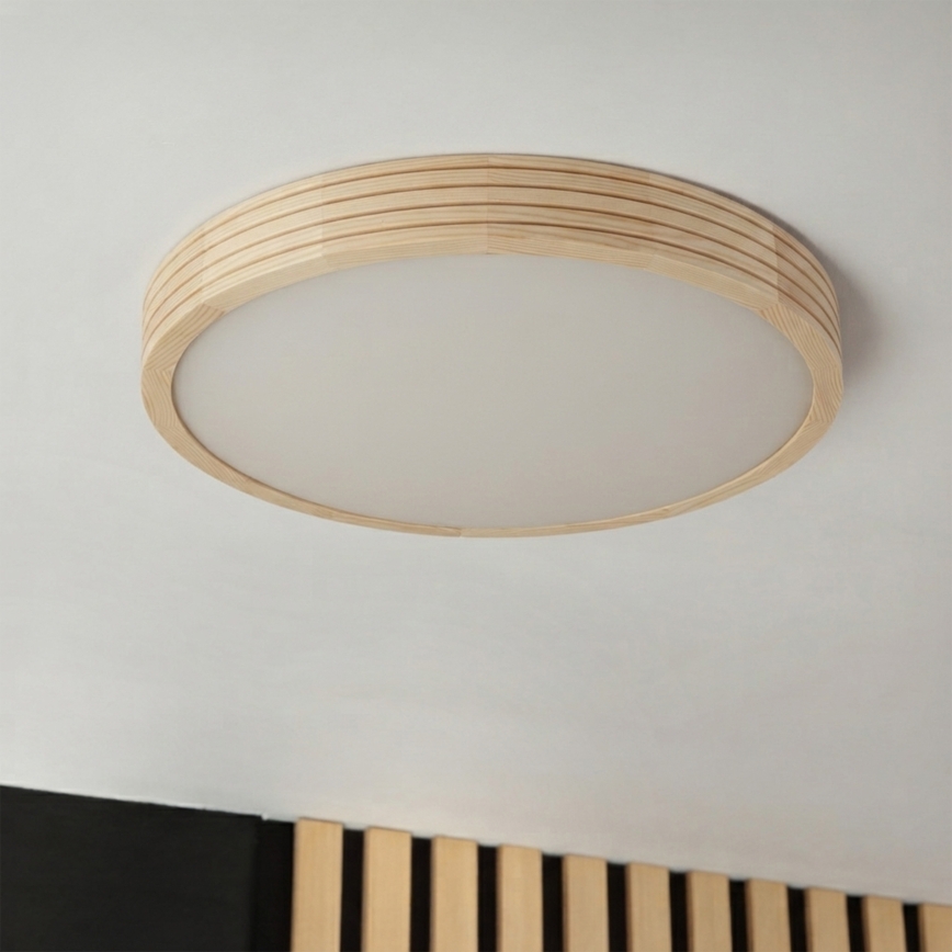 Stropní svítidlo NATURAL MODERN SLIM 2xE27/15W/230V pr. 37,5 cm borovice