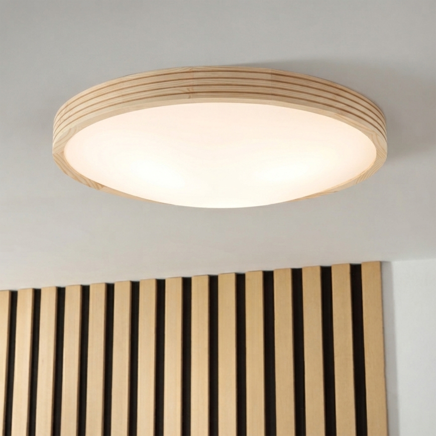 Stropní svítidlo NATURAL MODERN SLIM 3xE27/15W/230V pr. 47,5 cm borovice