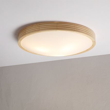 Stropní svítidlo NATURAL MODERN SLIM 3xE27/15W/230V pr. 47,5 cm borovice