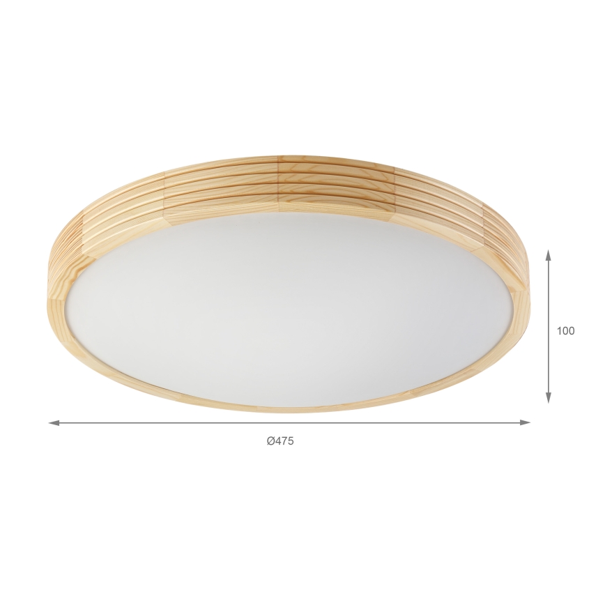 Stropní svítidlo NATURAL MODERN SLIM 3xE27/15W/230V pr. 47,5 cm borovice