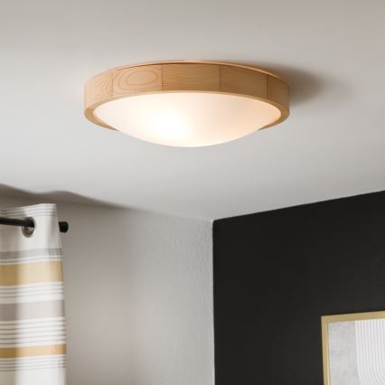 Stropní svítidlo NATURAL SLIM 2xE27/60W/230V pr. 37 cm borovice