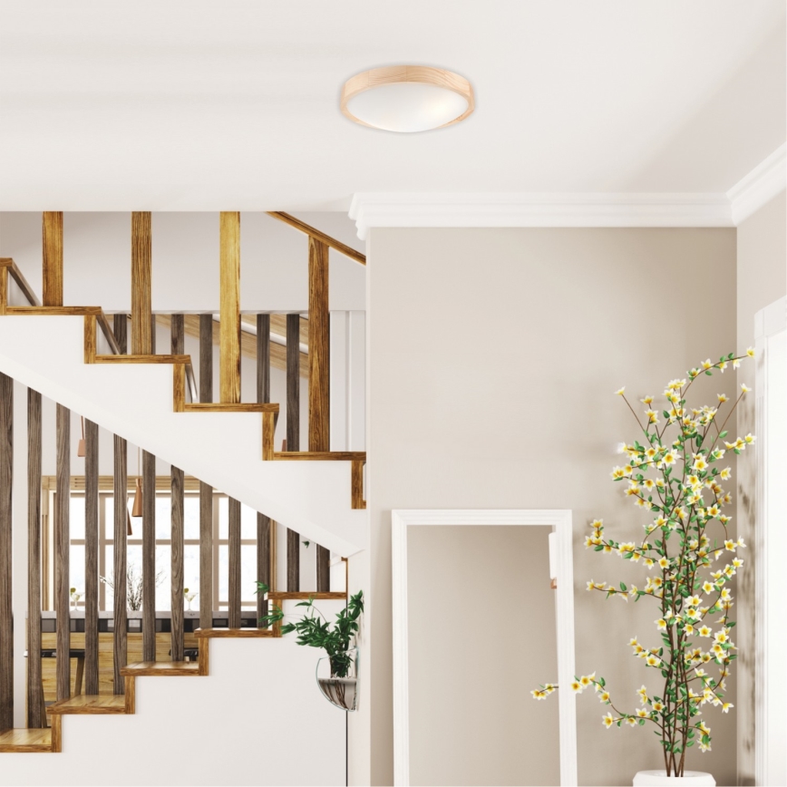 Stropní svítidlo NATURAL SLIM 2xE27/60W/230V pr. 37 cm borovice