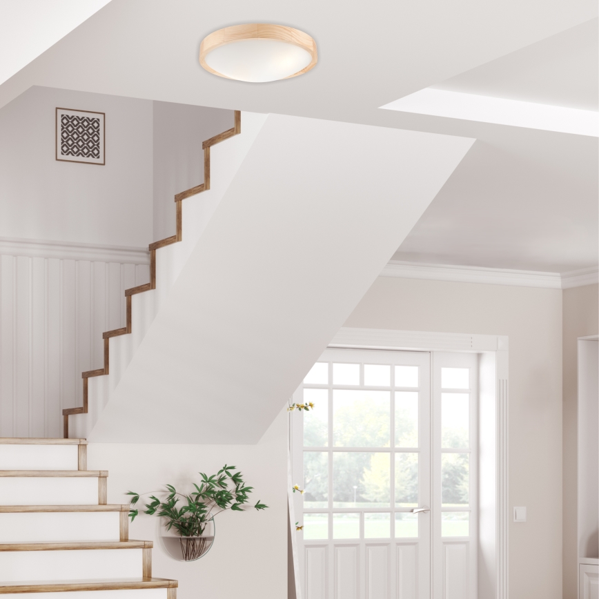 Stropní svítidlo NATURAL SLIM 2xE27/60W/230V pr. 37 cm borovice