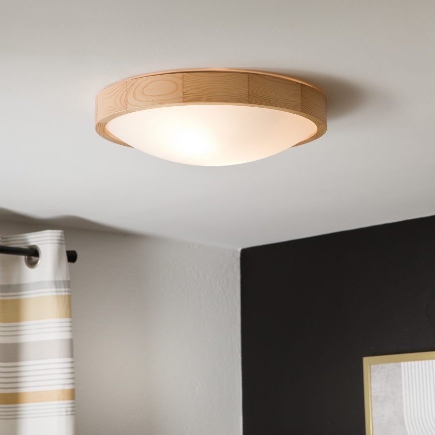 Stropní svítidlo NATURAL SLIM 2xE27/60W/230V ø 37 cm borovice