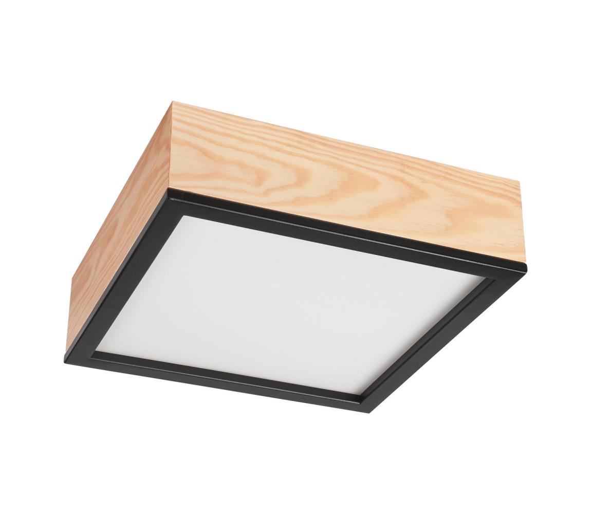 Lamkur Stropní svítidlo NATURAL SQUARE 2xE27/15W/230V 31x31 cm borovice/černá LA48840