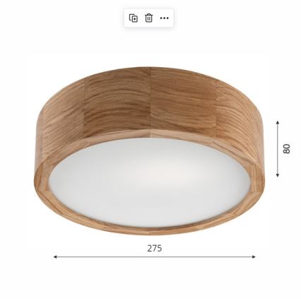 Stropní svítidlo OAK 1xE27/60W/230V dub ø 27,5 cm