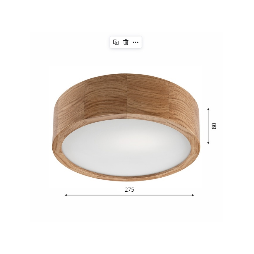 Stropní svítidlo OAK 1xE27/60W/230V dub ø 27,5 cm