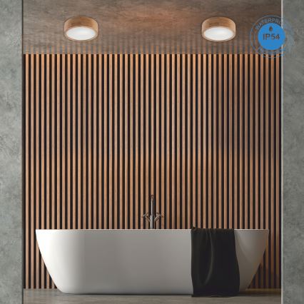 Stropní koupelnové svítidlo OAK 2xE27/15W/230V IP54 dub ø 27 cm