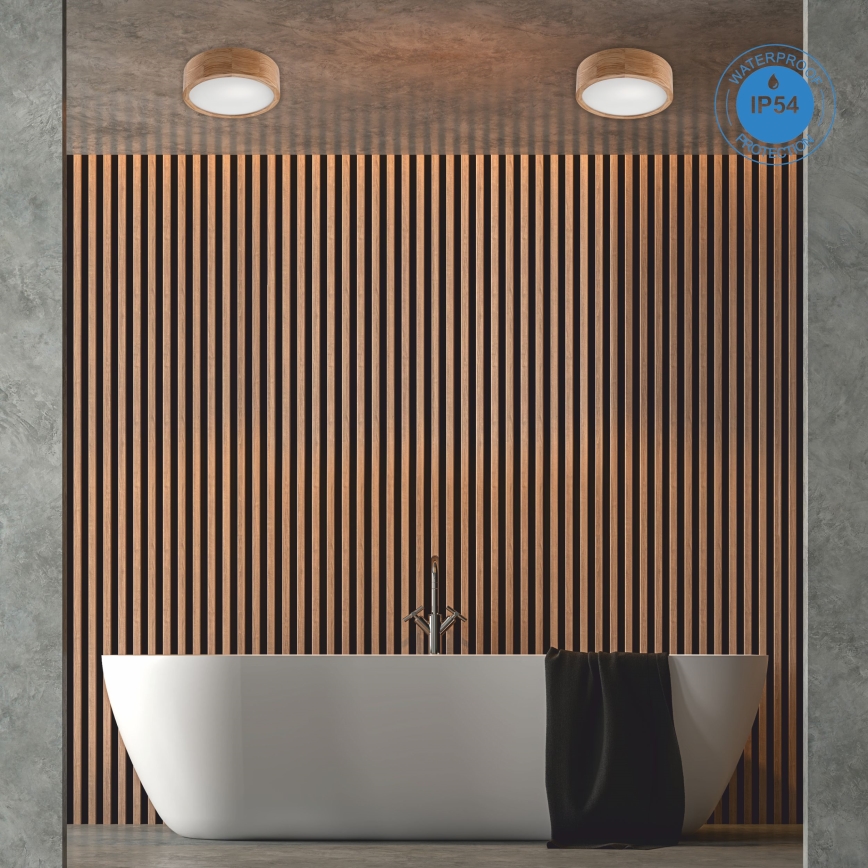 Stropní koupelnové svítidlo OAK 2xE27/15W/230V IP54 dub ø 27 cm