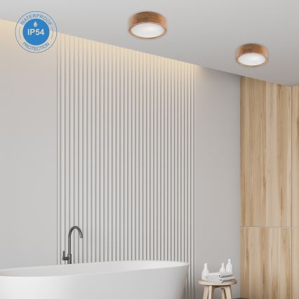 Stropní koupelnové svítidlo OAK 2xE27/15W/230V IP54 dub ø 27 cm