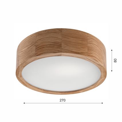 Stropní koupelnové svítidlo OAK 2xE27/15W/230V IP54 dub ø 27 cm