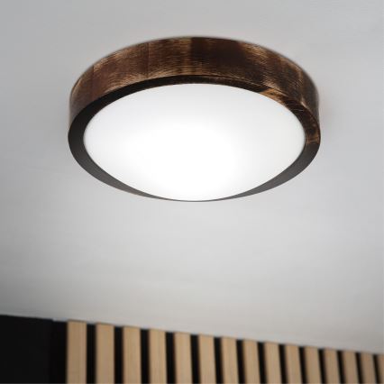 Stropní svítidlo OAK SLIM 1xE27/15W/230V pr. 27 cm dub/tmavě hnědá