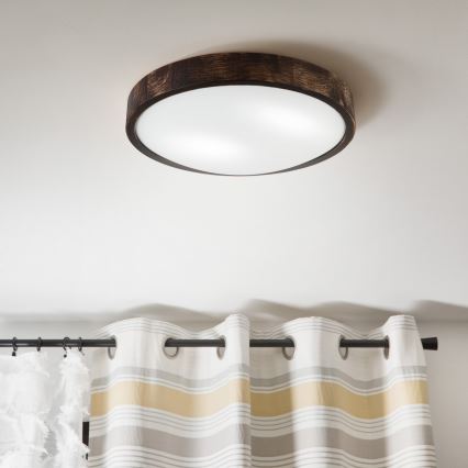 Stropní svítidlo OAK SLIM 2xE27/15W/230V pr. 37 cm dub/tmavě hnědá